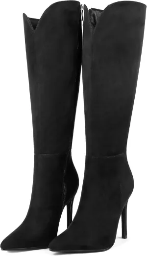 MERUMOTE Stiletto Knee High Boots Women Sexy Pointed Toe Zipper High Heels Boots