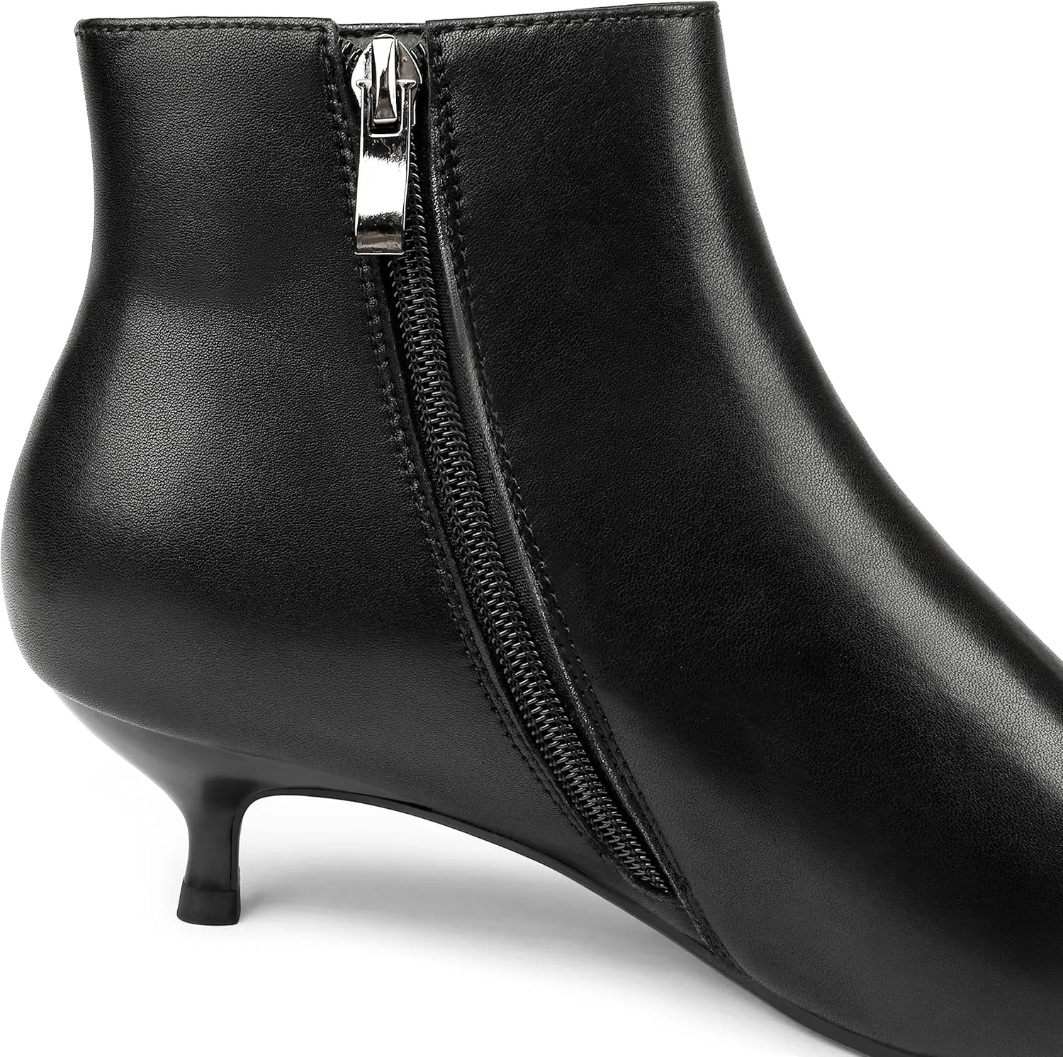 MERUMOTE Women's Leather Ankle Boots Low Heels Shoes Zipper Winter Booties