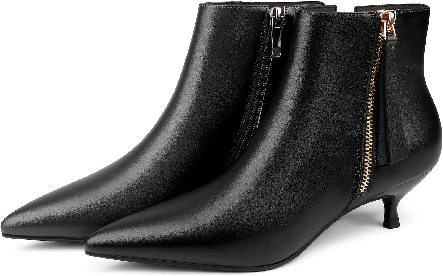 MERUMOTE Women's Leather Ankle Boots Low Heels Shoes Zipper Winter Booties