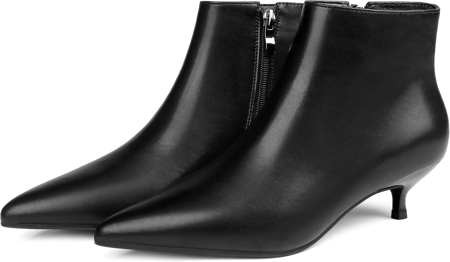 MERUMOTE Women's Leather Ankle Boots Low Heels Shoes Zipper Winter Booties
