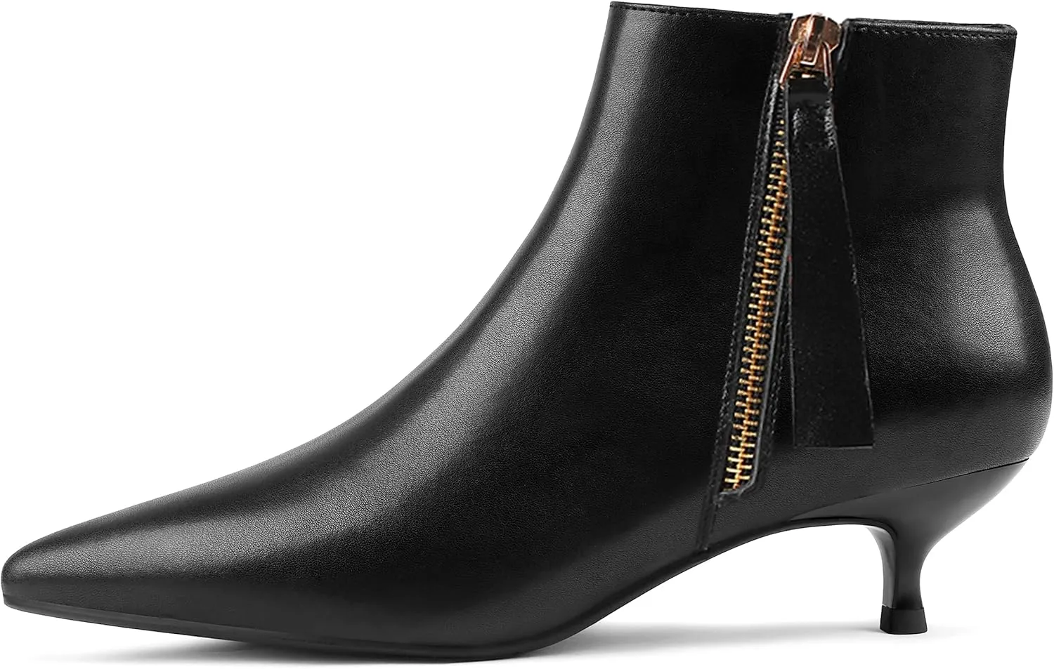 MERUMOTE Women's Leather Ankle Boots Low Heels Shoes Zipper Winter Booties
