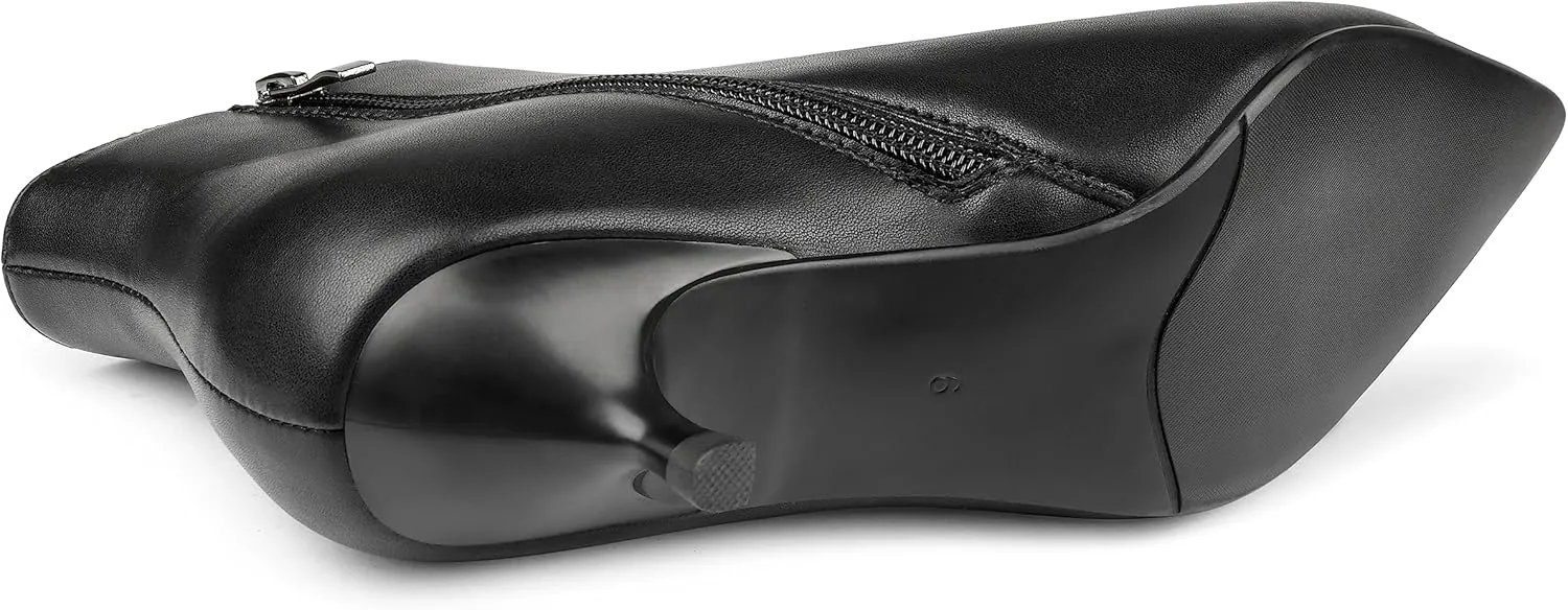 MERUMOTE Women's Leather Ankle Boots Low Heels Shoes Zipper Winter Booties
