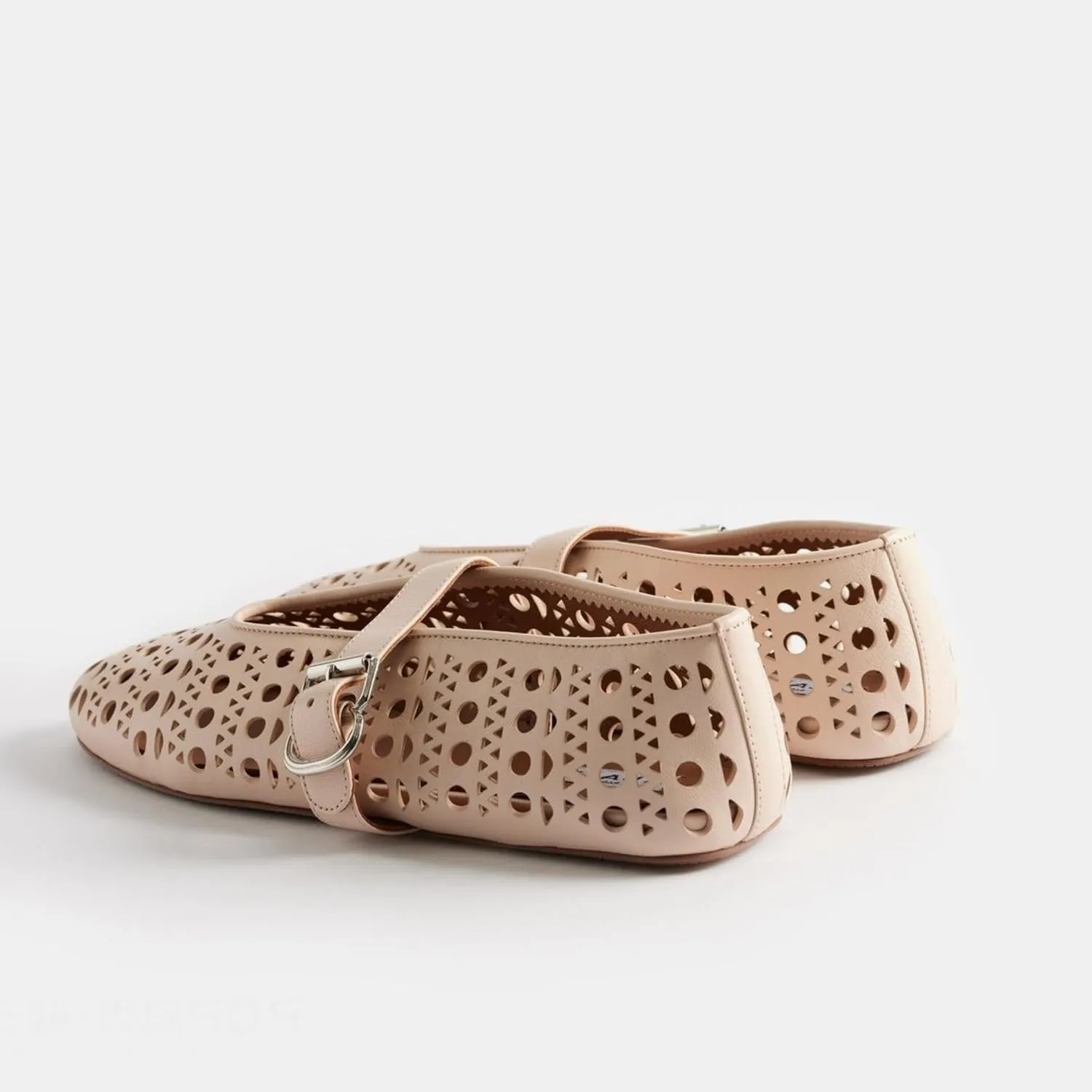 Mesh Ballet Flats for Women,Buckle Strap Hollow Out Mary Jane Flats Round Toe Breathable Comfortable Casual Daily Dress Ballerina Shoes