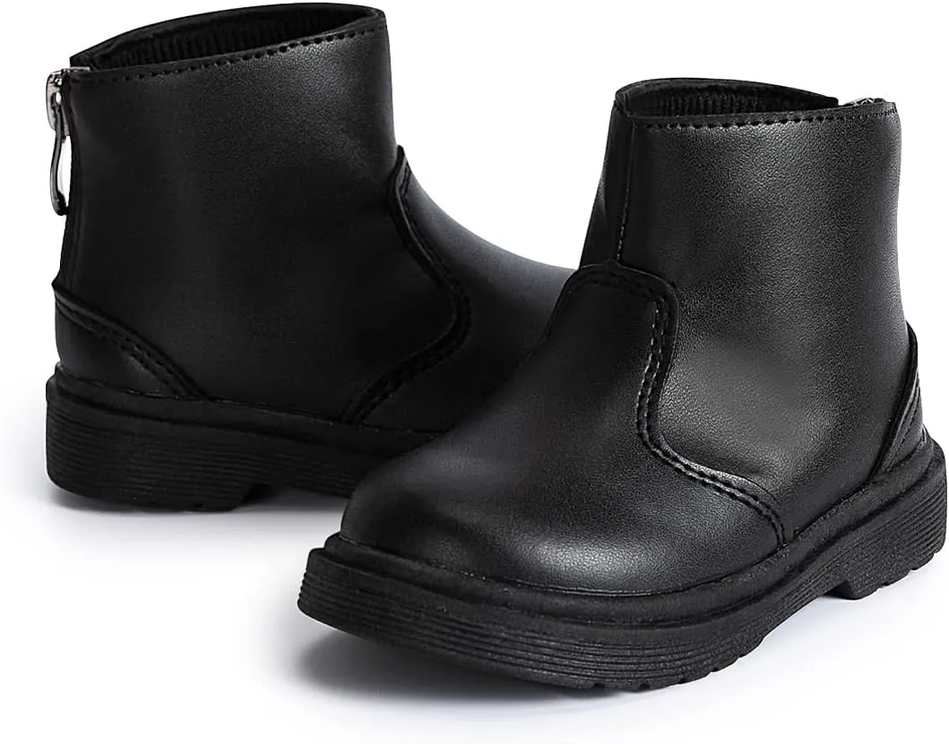 Miamooi Toddler Girls Boys Combat Ankle Boots Little Kid Waterproof Outdoor Chelsea Fall Booties Leather Comfort Shoes (Toddler/Little Kid)