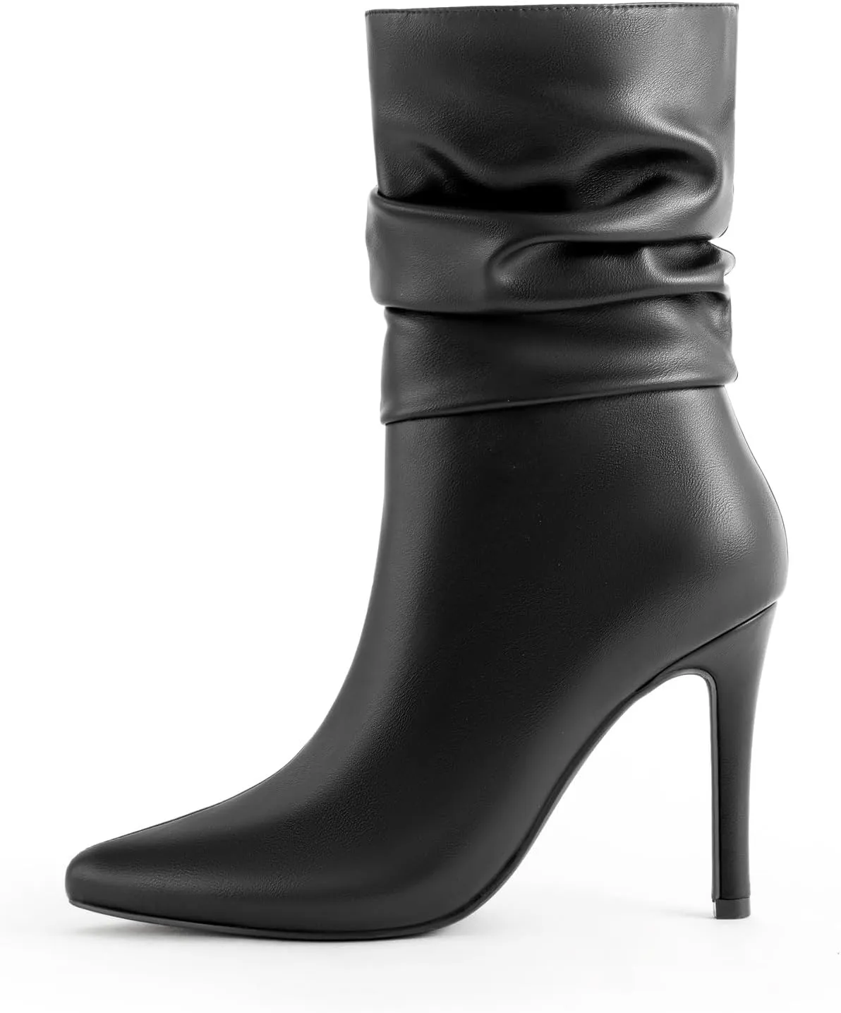Mid Calf Boots for Women Stiletto High Heel Slouch Boots Pointed Toe Side Zipper Sexy Fashion Boots Waterproof Ankle Boots Fall Winter Dressy Boots