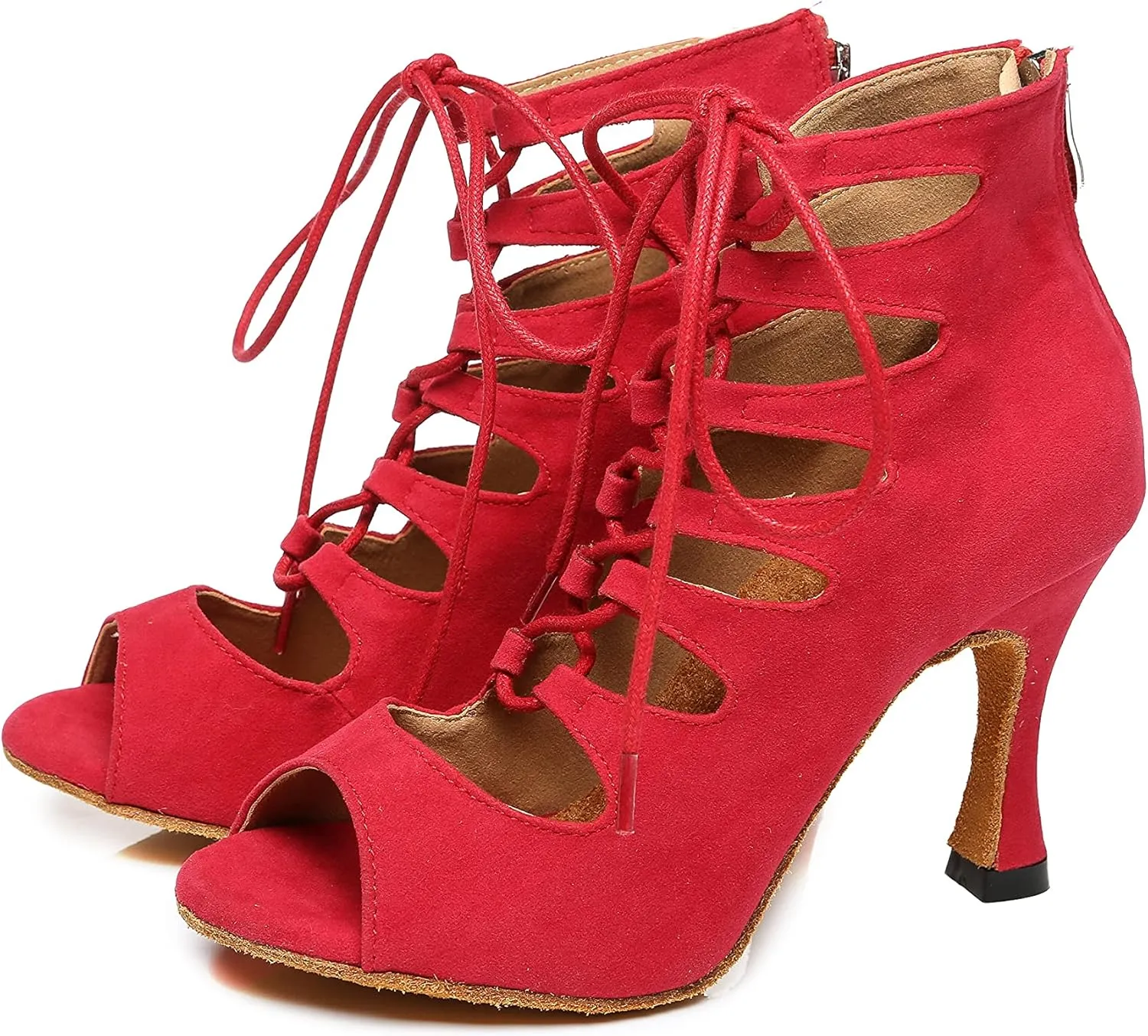Minishion Women's Ballroom Dancing Boots Lace-up Latin Shoes Formal Party Sandals