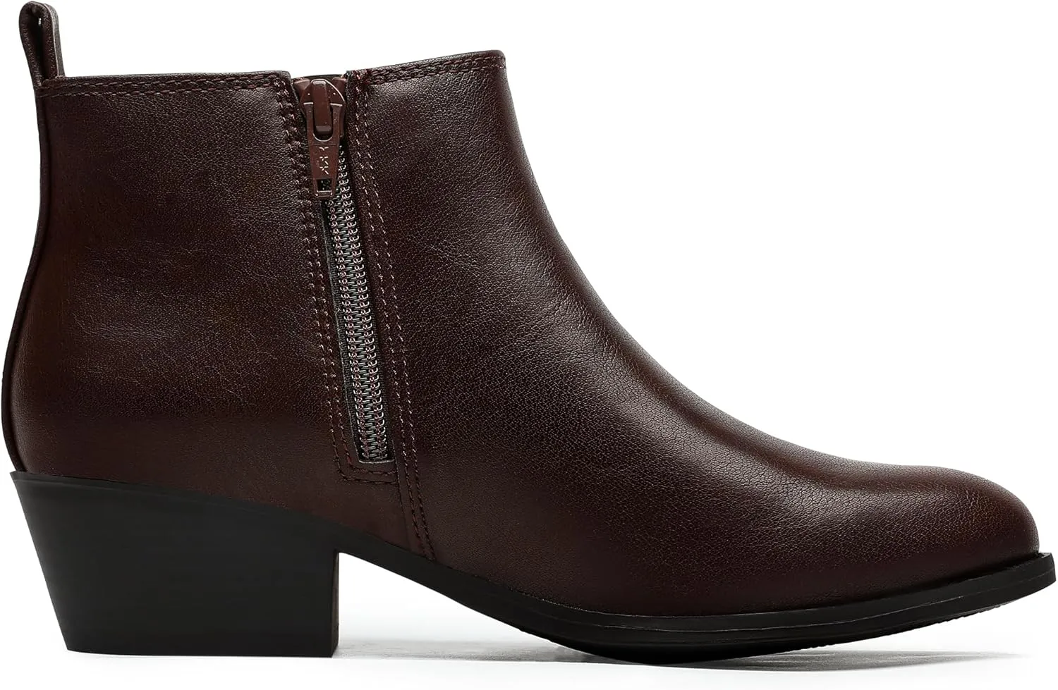 MIXIN Chelsea Boots Women Fashion Ankle Booties Classic Low Heel Side Zip Shoes for Women Black Brown