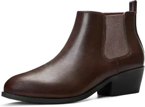 MIXIN Chelsea Boots Women Fashion Ankle Booties Classic Low Heel Side Zip Shoes for Women Black Brown