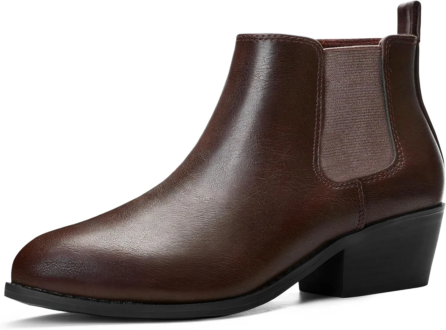 MIXIN Chelsea Boots Women Fashion Ankle Booties Classic Low Heel Side Zip Shoes for Women Black Brown