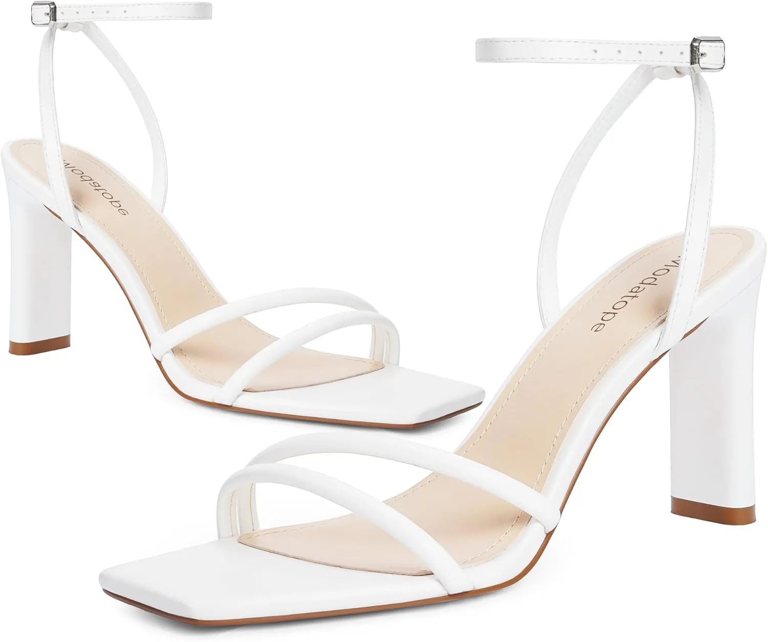 Modatope Womens Sandals Square Open Toe Chunky High Heels Strappy Ankle Strap Sandals Comfort Dress Party Shoes