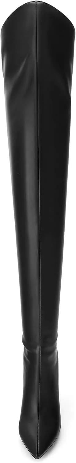 MOVINSTEPS Over The Knee Thigh High Heel Boots For Women Zipper Pointed Toe Stiletto Tall Boots Sexy Fashion Party Club Fall Winter Shoes