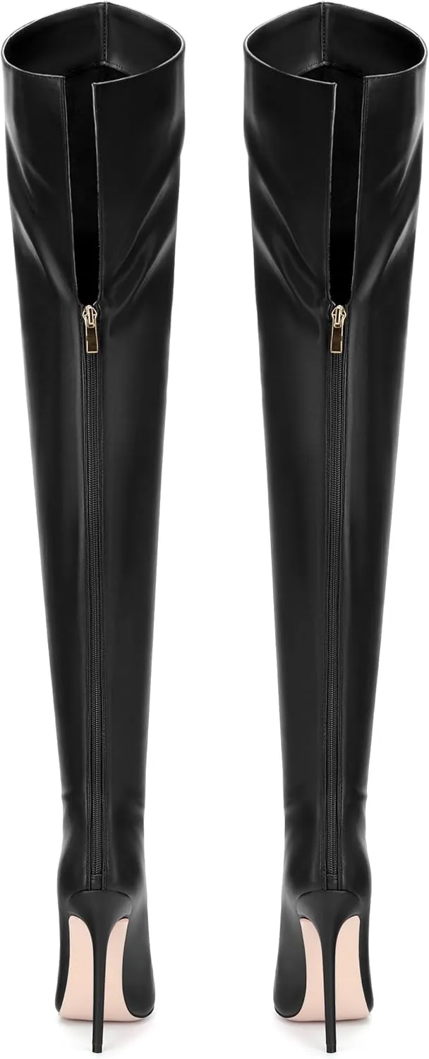 MOVINSTEPS Over The Knee Thigh High Heel Boots For Women Zipper Pointed Toe Stiletto Tall Boots Sexy Fashion Party Club Fall Winter Shoes