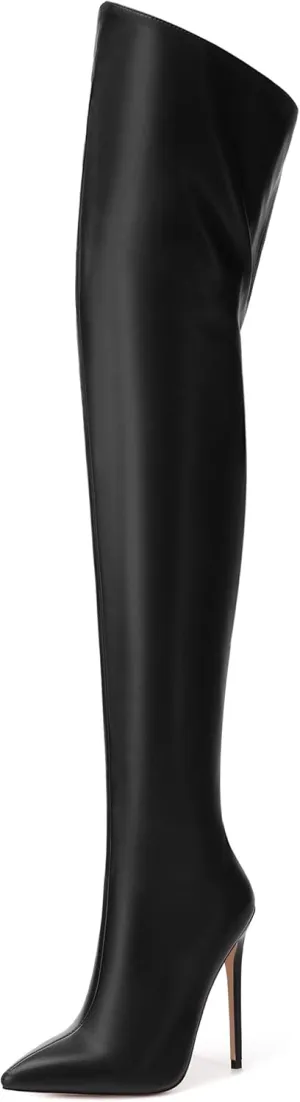 MOVINSTEPS Over The Knee Thigh High Heel Boots For Women Zipper Pointed Toe Stiletto Tall Boots Sexy Fashion Party Club Fall Winter Shoes