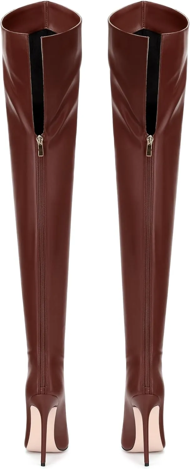 MOVINSTEPS Over The Knee Thigh High Heel Boots For Women Zipper Pointed Toe Stiletto Tall Boots Sexy Fashion Party Club Fall Winter Shoes