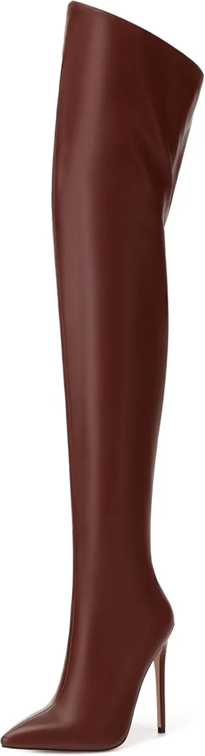 MOVINSTEPS Over The Knee Thigh High Heel Boots For Women Zipper Pointed Toe Stiletto Tall Boots Sexy Fashion Party Club Fall Winter Shoes