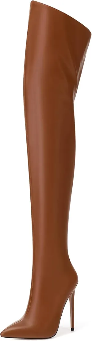 MOVINSTEPS Over The Knee Thigh High Heel Boots For Women Zipper Pointed Toe Stiletto Tall Boots Sexy Fashion Party Club Fall Winter Shoes