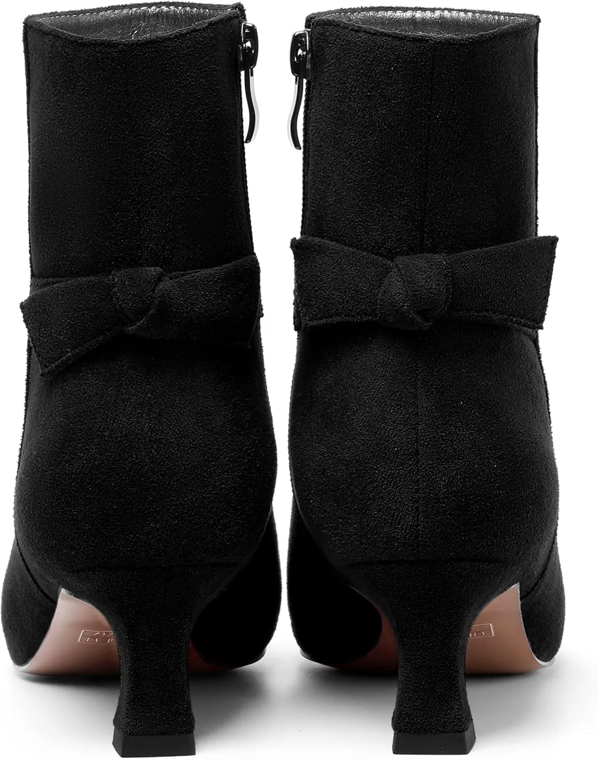 MOVINSTEPS Womens Pointed Toe Suede Zip Cold Weather Outdoor Solid Kitten Low Heel Ankle High Boots 2 Inch