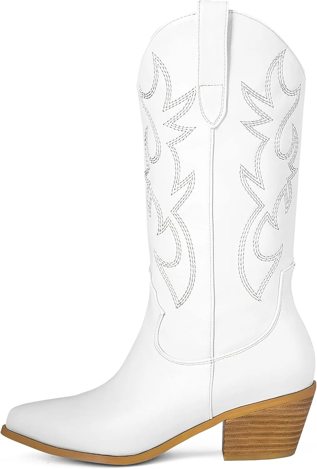 MUCCCUTE Cowboy Boots for Women Cowgirl Boots Wide Calf Pointed Toe Embroidered Fashion Western Chunky Pull On