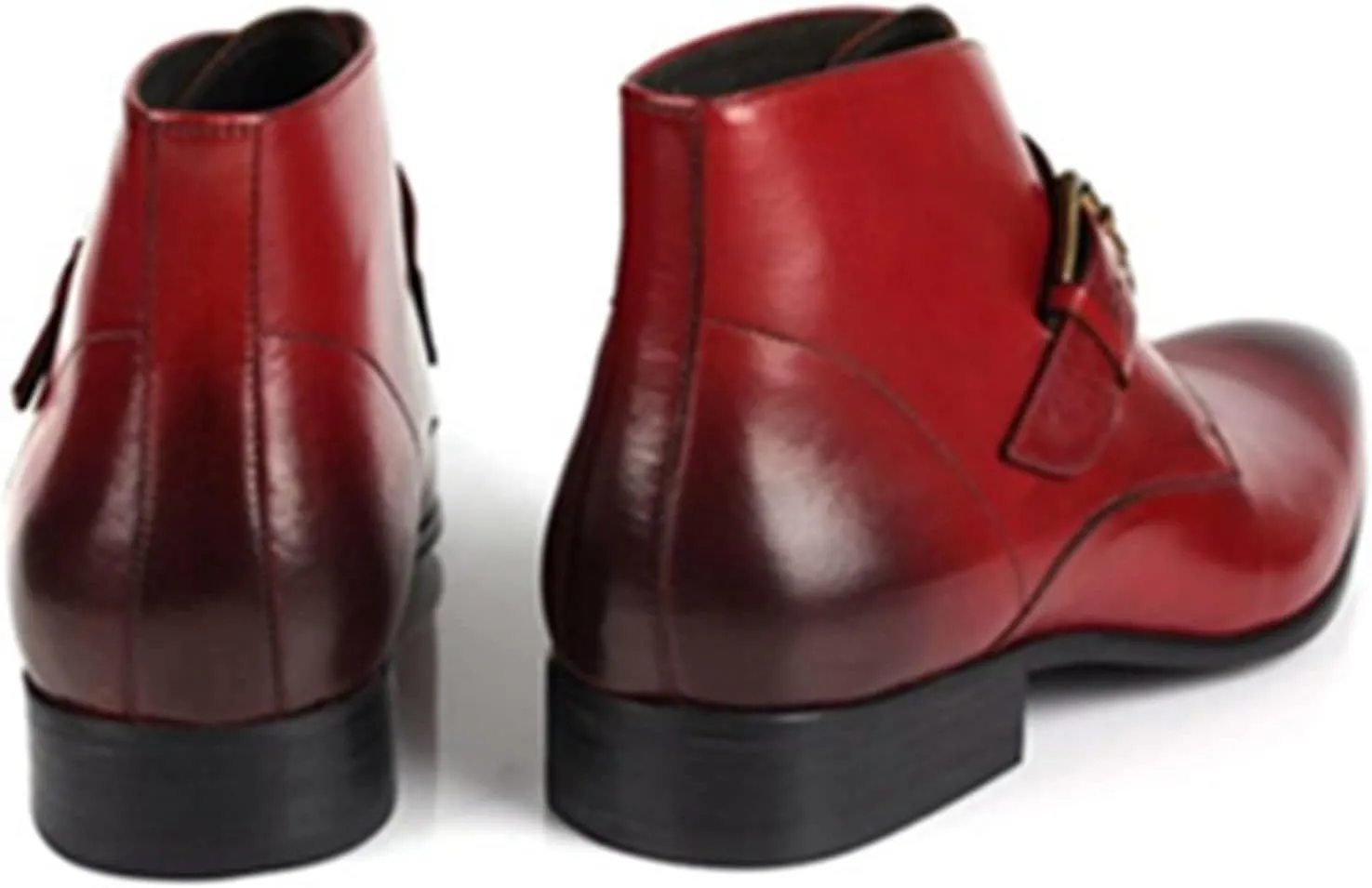 New Ankle Boots for Men Mens Monk Strap Pointed Ankle Boots Show Office for Business Pure Leather The First Layer of Cowhide