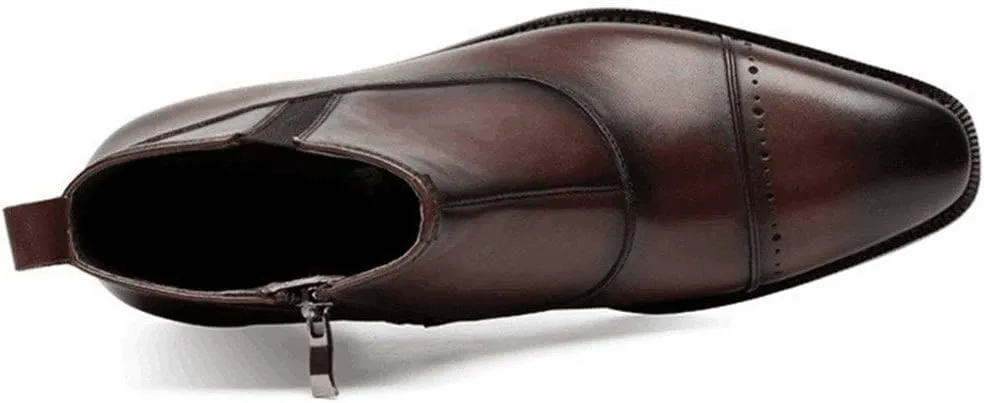 New Ankle Boots For Men Mens Zip Captpe Ankle Boots Office For Business Genuine Leather The First Layer Of Cowhide