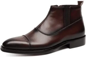 New Ankle Boots For Men Mens Zip Captpe Ankle Boots Office For Business Genuine Leather The First Layer Of Cowhide