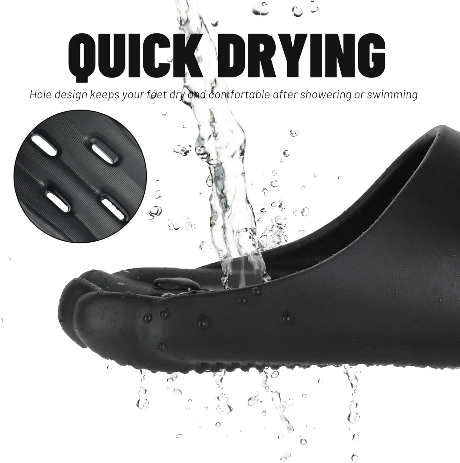 Non-Slip Quick-Dry Shower Sandals with Holes | Lightweight EVA Slippers for Women & Men | Indoor/Outdoor Pool, Beach, Spa & Home Use