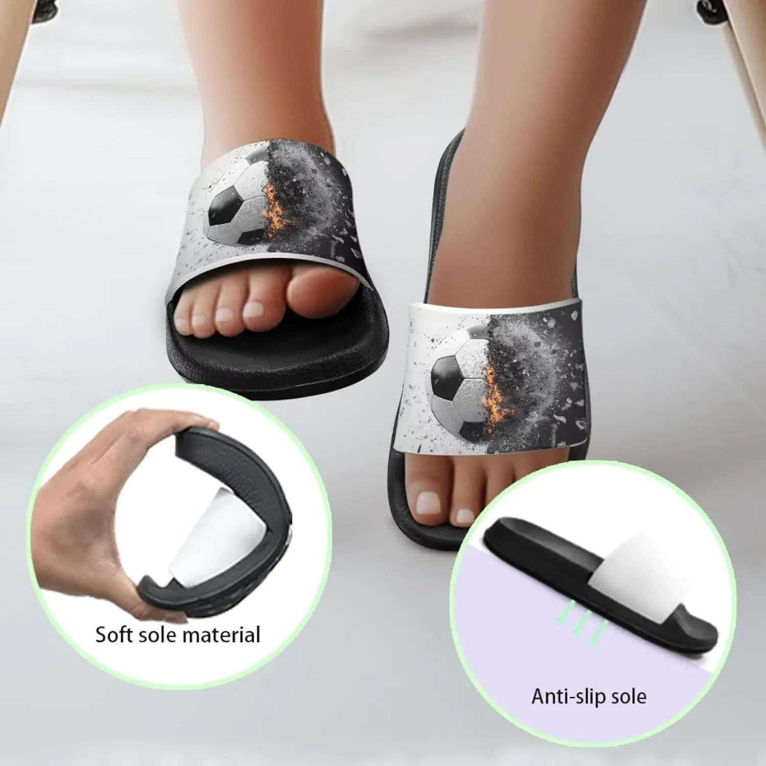 Novelty Patten Kids Cloud Slides Sandals Sports Ball Indoor House Slippers Tractor Print Shower Shoes for Boys Girls Comfort Footbed Slipper Open Toe Outdoor Sandal
