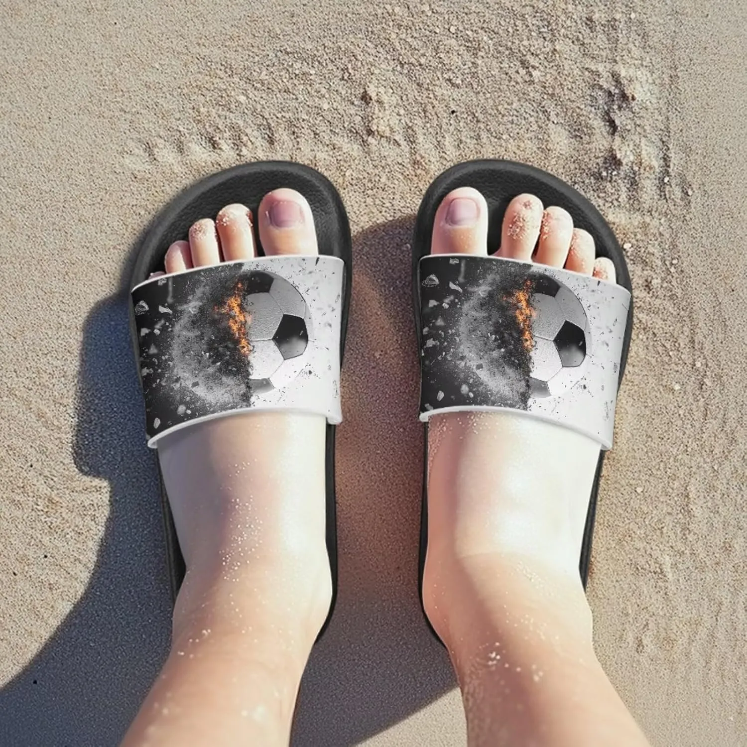 Novelty Patten Kids Cloud Slides Sandals Sports Ball Indoor House Slippers Tractor Print Shower Shoes for Boys Girls Comfort Footbed Slipper Open Toe Outdoor Sandal