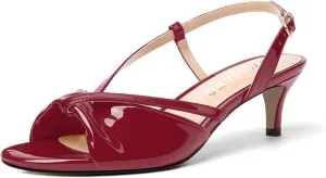 NUMALEO Womens Fashion Bridal Dress Buckle Patent Open Toe Slingback Kitten Low Heel Heeled Sandals 2 Inch