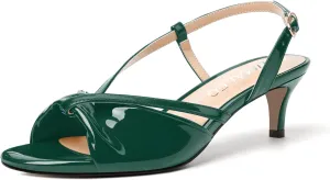 NUMALEO Womens Fashion Bridal Dress Buckle Patent Open Toe Slingback Kitten Low Heel Heeled Sandals 2 Inch