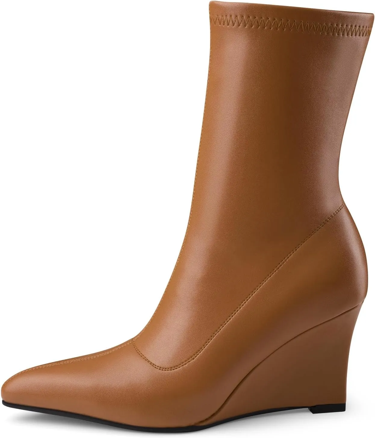 Oh Mispares Women’s Mid Calf Boots Wedge Heel Pointed Toe Side Zipper Comfortable Ankle Short Boots Closed Toe Elegant Party Dress Booties 3 Inches