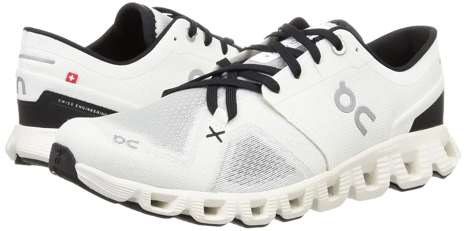 On Men's Cloud X 3 Sneakers, Ivory/Black, 12 Medium US