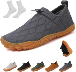 Oobend Slip On Barefoot Shoe,Oobend Recovery Slip On Shoes for Men,Breathable Lightweight Non-Slip Running Sneakers(Gray,US 8)
