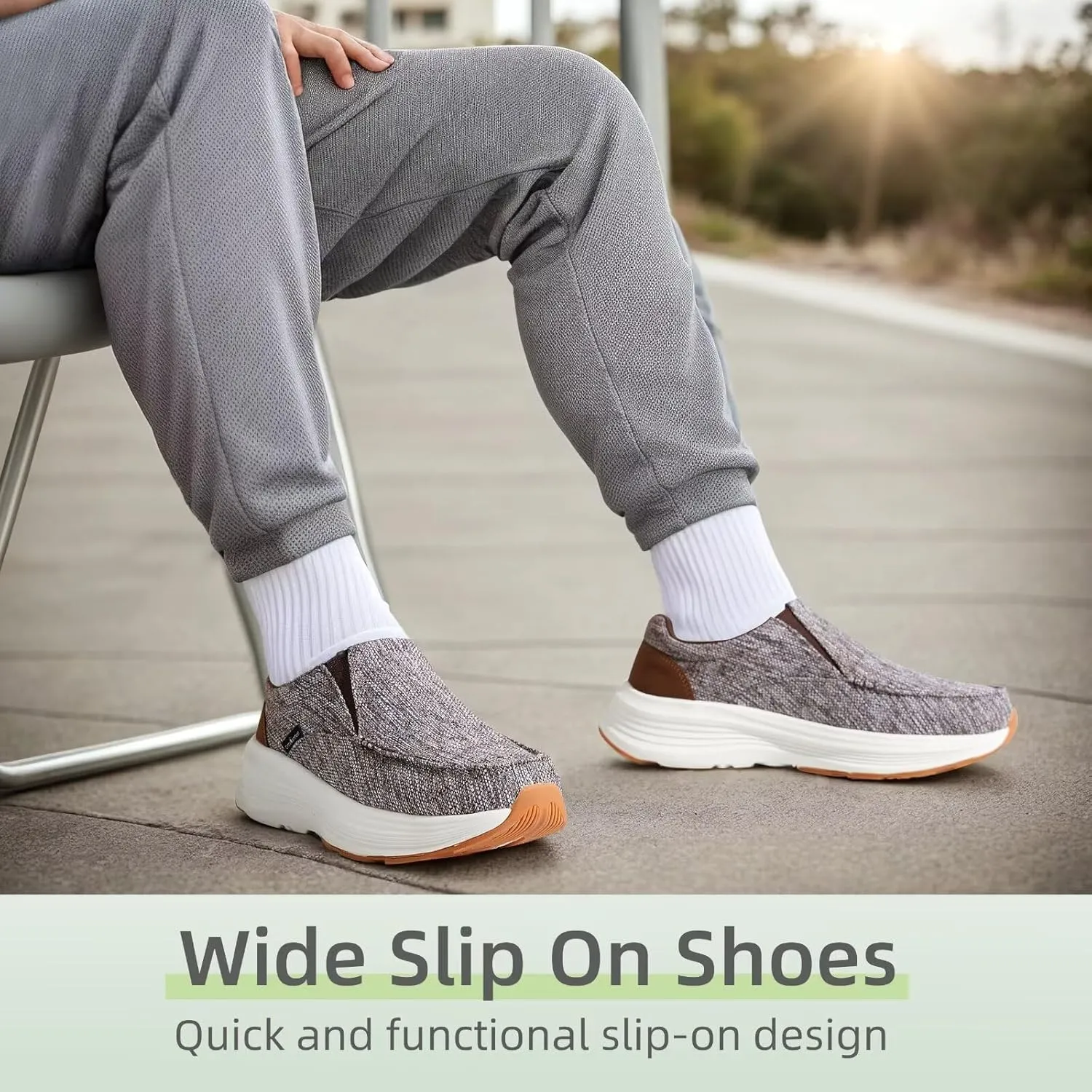 OrthoComfoot Men's Orthopedic Outdoor Slip-On Loafers Walking Shoes: Arch Support Plantar Fasciitis Sneakers, Comfort Classic Canvas Shoes for Foot and Heel Pain