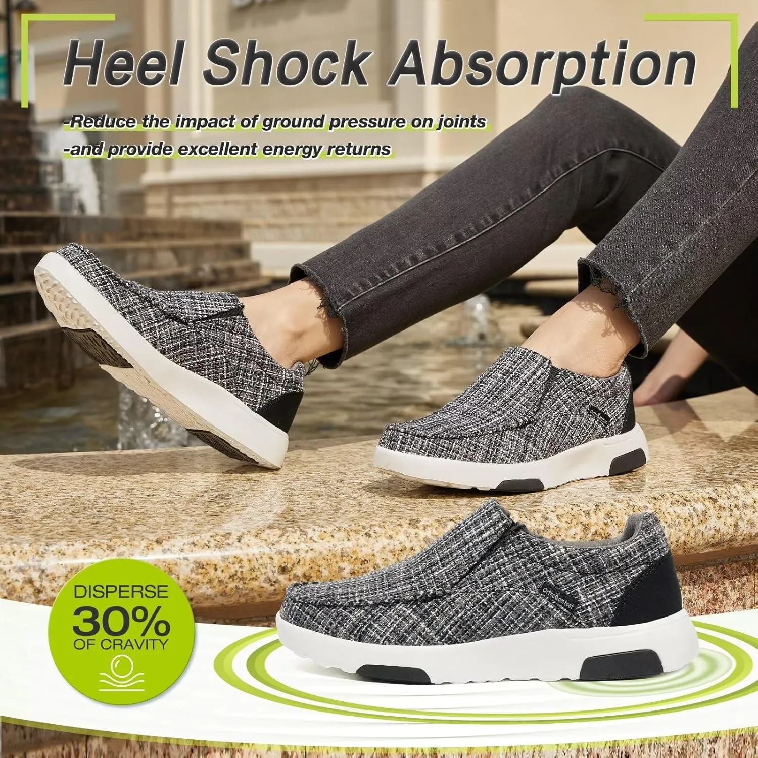 OrthoComfoot Women's Orthopedic Comfortable Walking Shoes, Casual Arch Support Slip-On Shoes for Plantar Fasciitis, Breathable Orthotic Loafers for Foot and Heel Pain Relief
