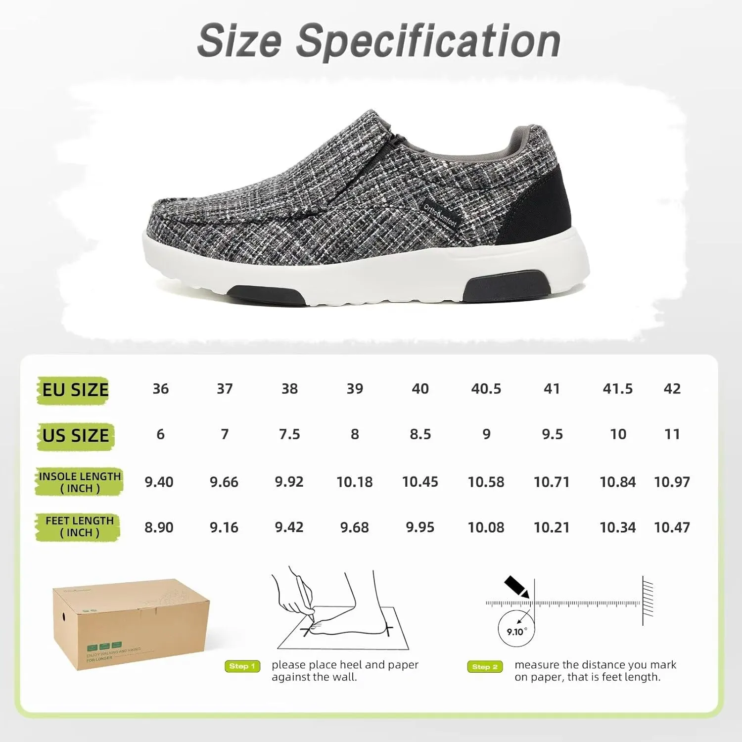 OrthoComfoot Women's Orthopedic Comfortable Walking Shoes, Casual Arch Support Slip-On Shoes for Plantar Fasciitis, Breathable Orthotic Loafers for Foot and Heel Pain Relief