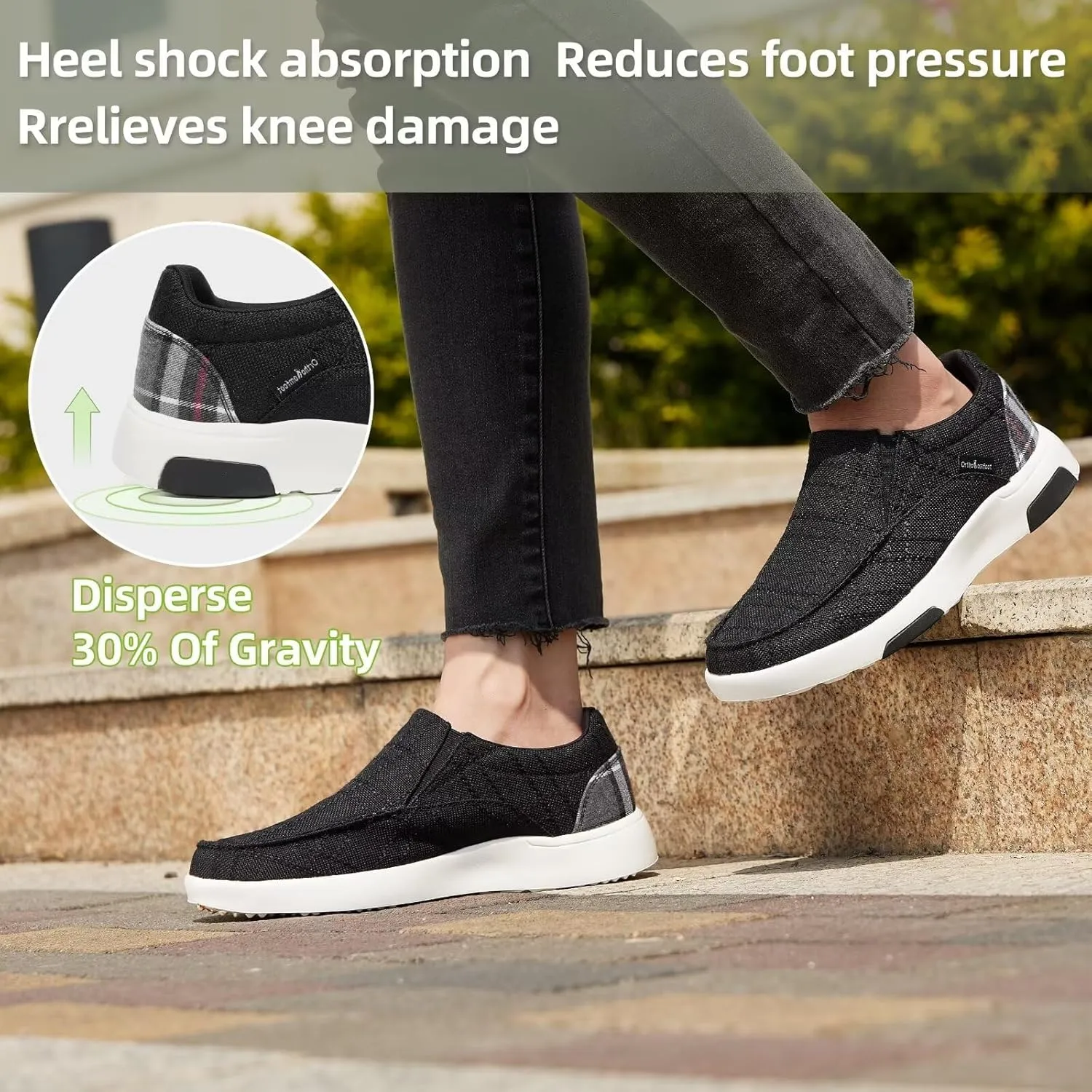 OrthoComfoot Women's Orthopedic Comfortable Walking Shoes, Casual Arch Support Slip-On Shoes for Plantar Fasciitis, Breathable Orthotic Loafers for Foot and Heel Pain Relief