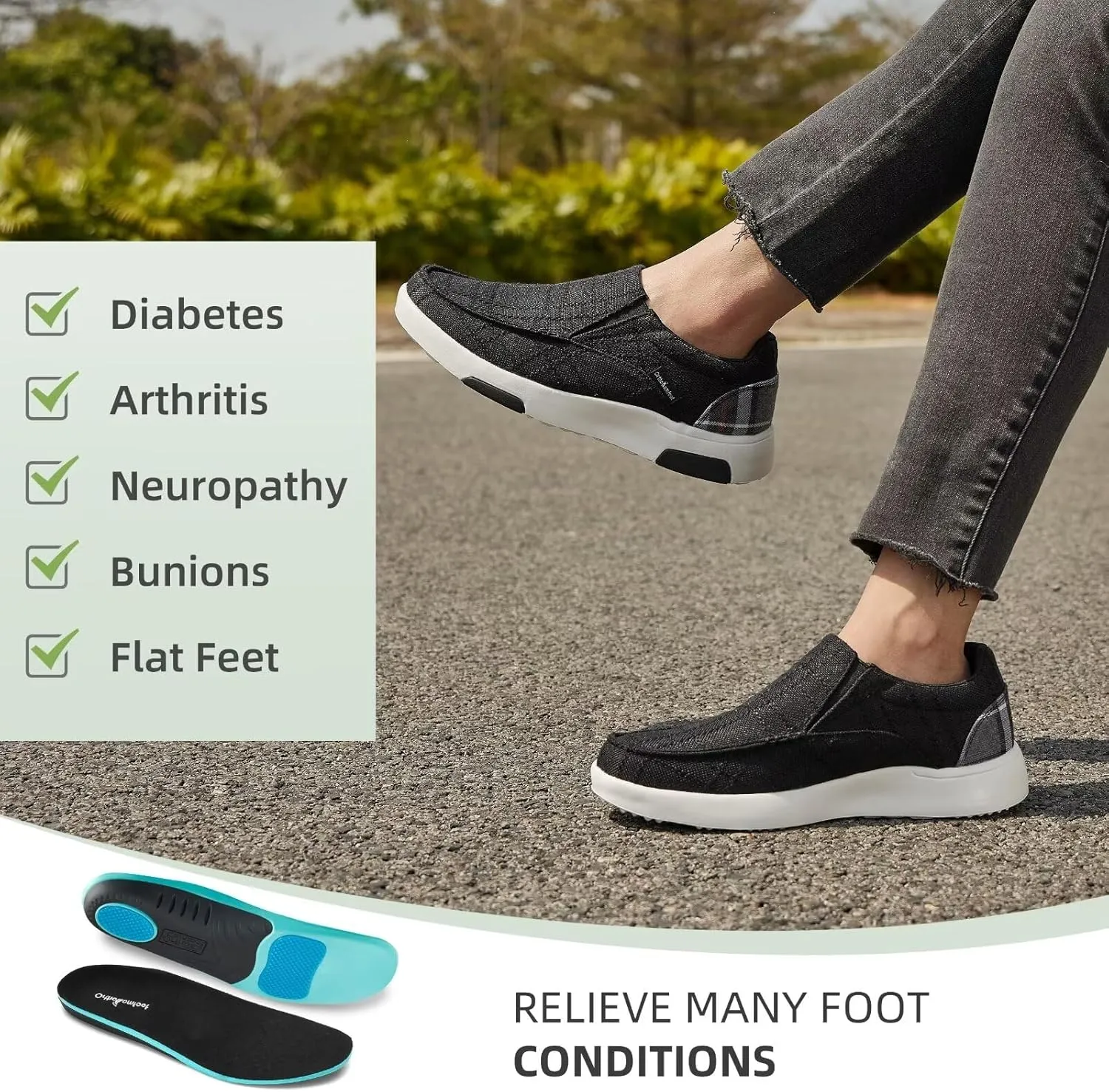 OrthoComfoot Women's Orthopedic Comfortable Walking Shoes, Casual Arch Support Slip-On Shoes for Plantar Fasciitis, Breathable Orthotic Loafers for Foot and Heel Pain Relief