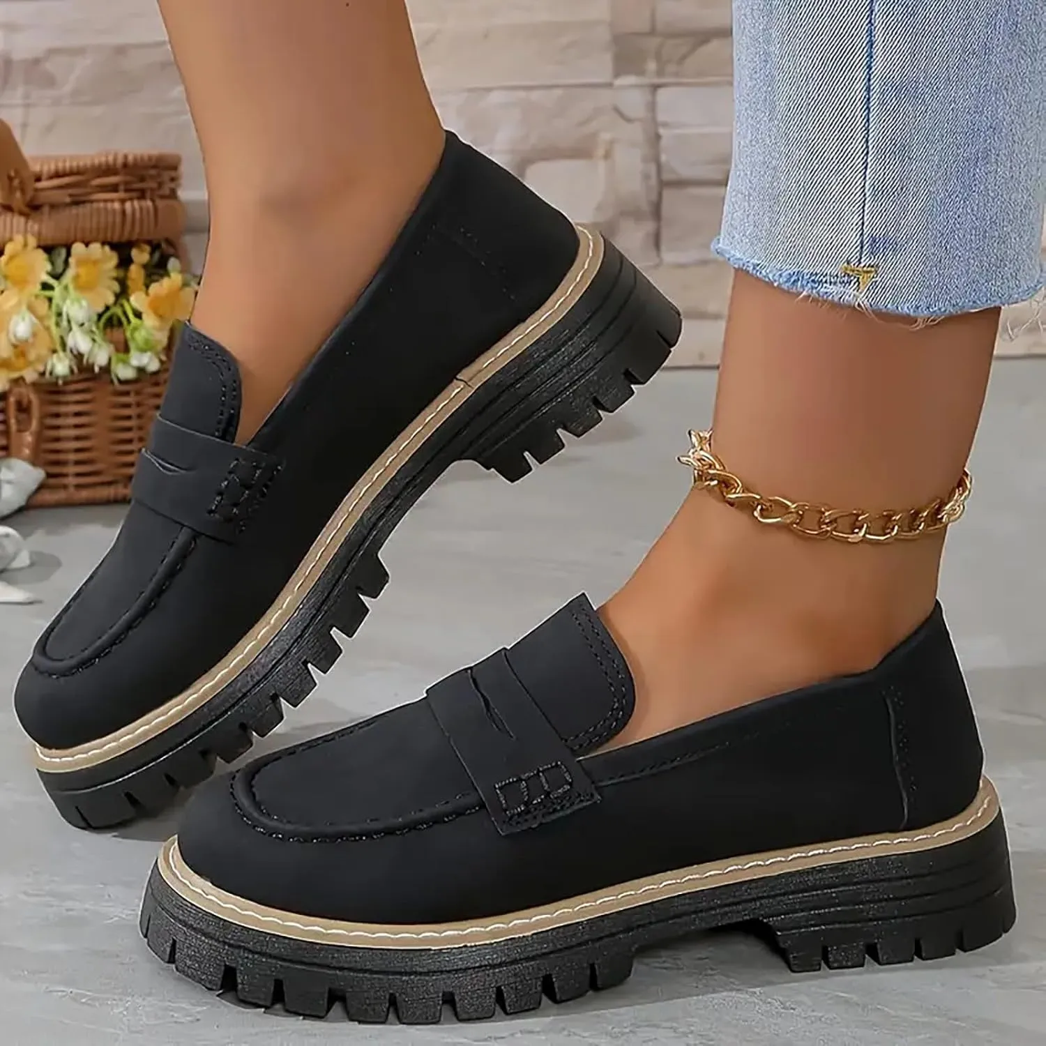 Orthoture-Orthopedic Platform Loafers,Wide Toe Lightweight Casual Comfort Shoes,Slip-On Suitable for All Foot Shapes