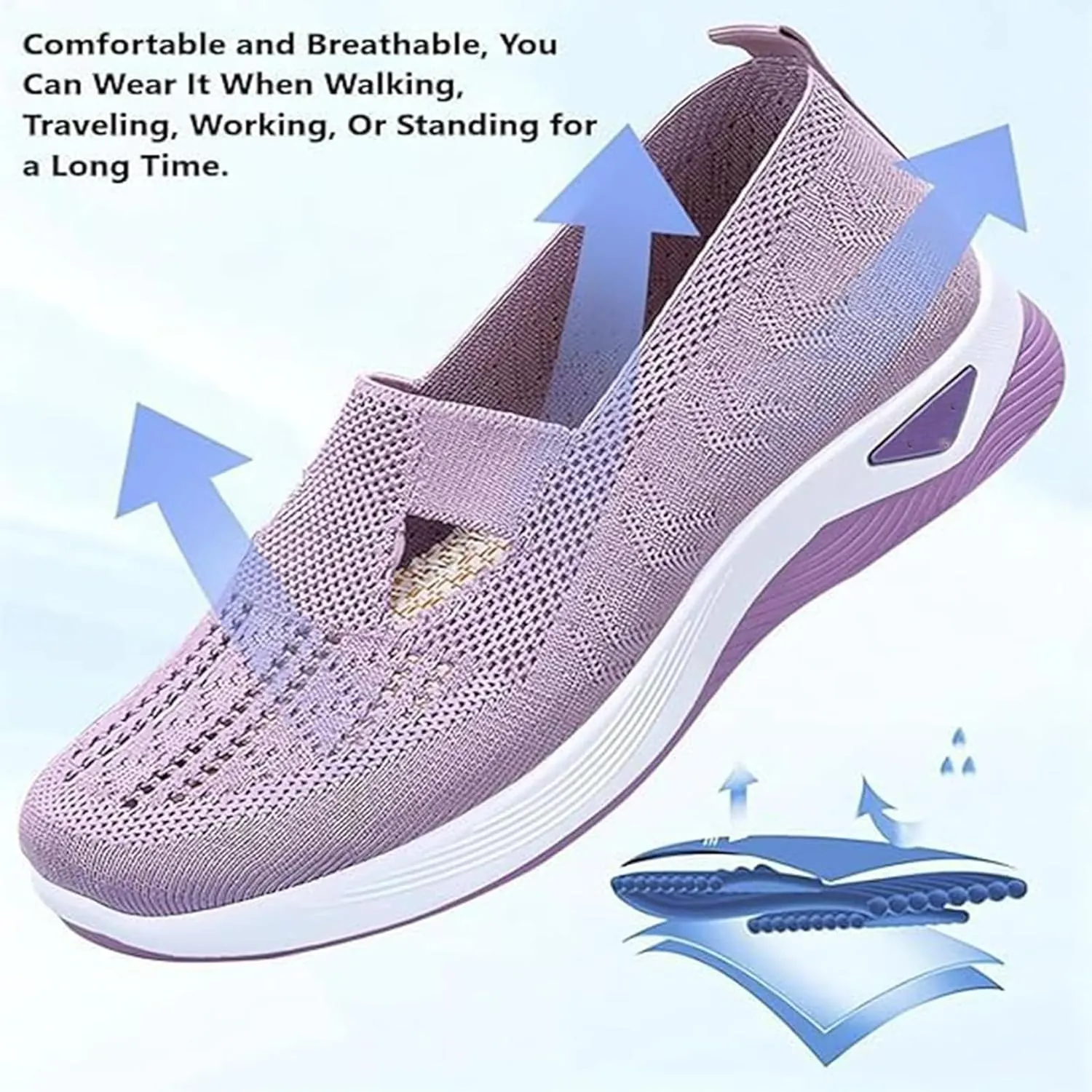 Orthowalkway Womens Shoes, Zapatos Ortopédicos para Mujer, Women's Comfortable Breathable Knitted Sneakers