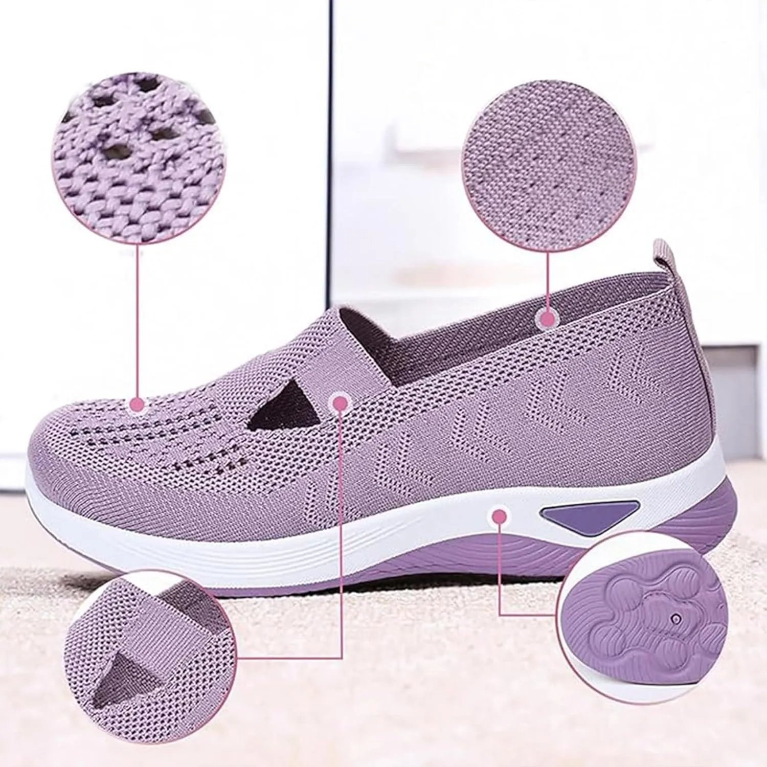 Orthowalkway Womens Shoes, Zapatos Ortopédicos para Mujer, Women's Comfortable Breathable Knitted Sneakers