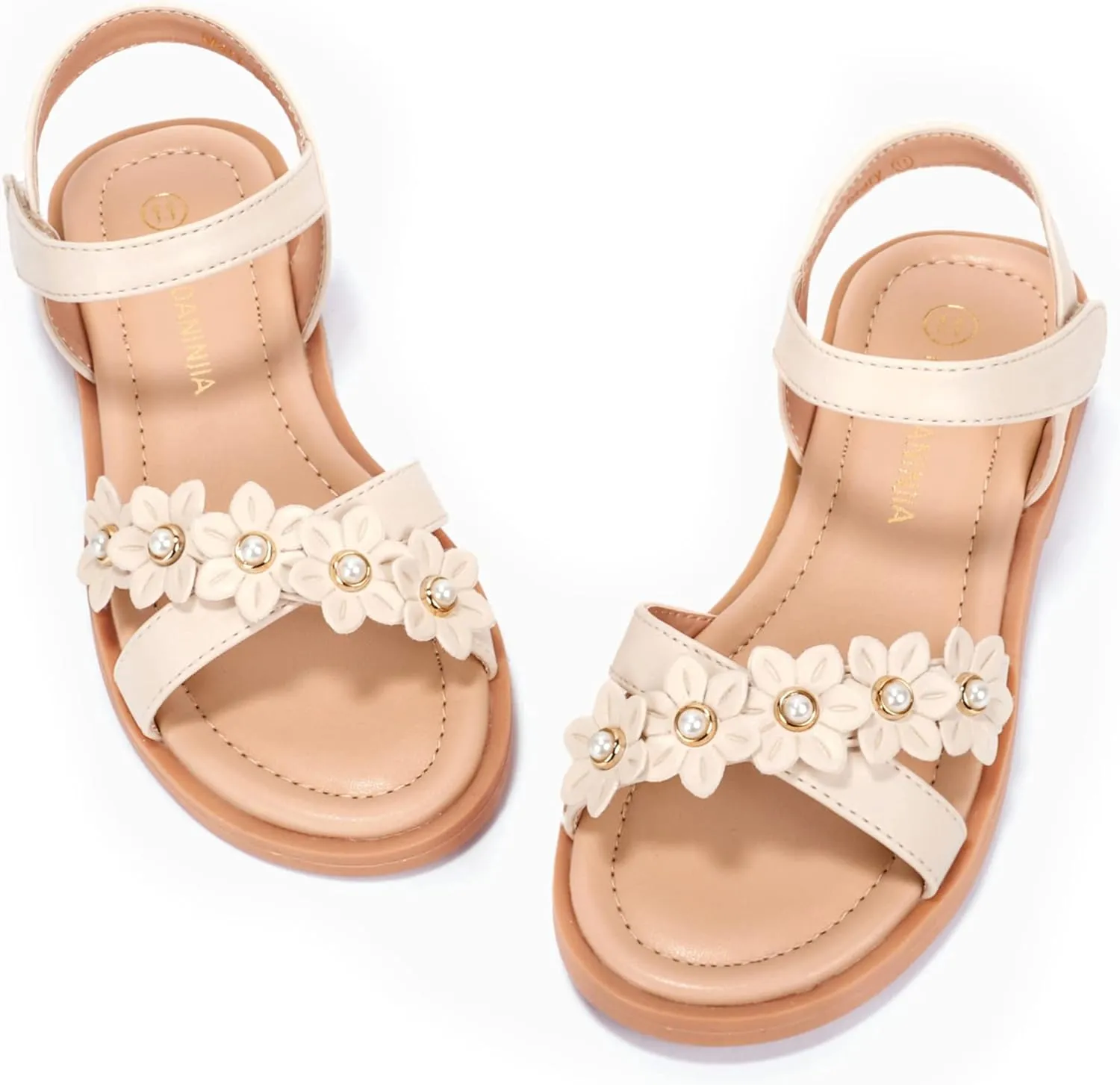 PANDANINJIA Elva Girls Sandals Open Toe Cute Flats Dress Sandals Cross Strappy Summer Shoes Toddler/Little Kid/Big Kid