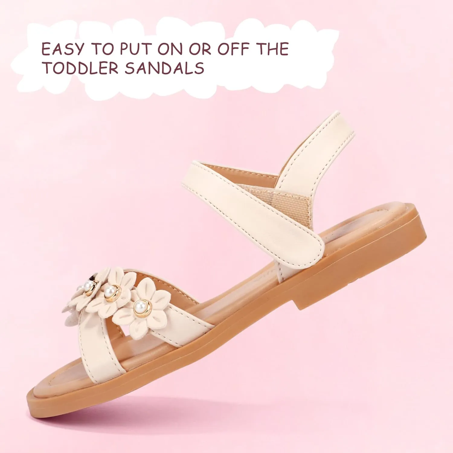 PANDANINJIA Elva Girls Sandals Open Toe Cute Flats Dress Sandals Cross Strappy Summer Shoes Toddler/Little Kid/Big Kid