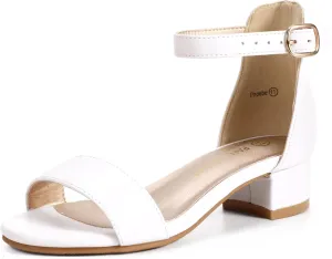 PANDANINJIA Girls Dress Shoes Toddler Kids Heels Sandals Ankle Strap Wedding Party Phoebe Flower Girl Shoes