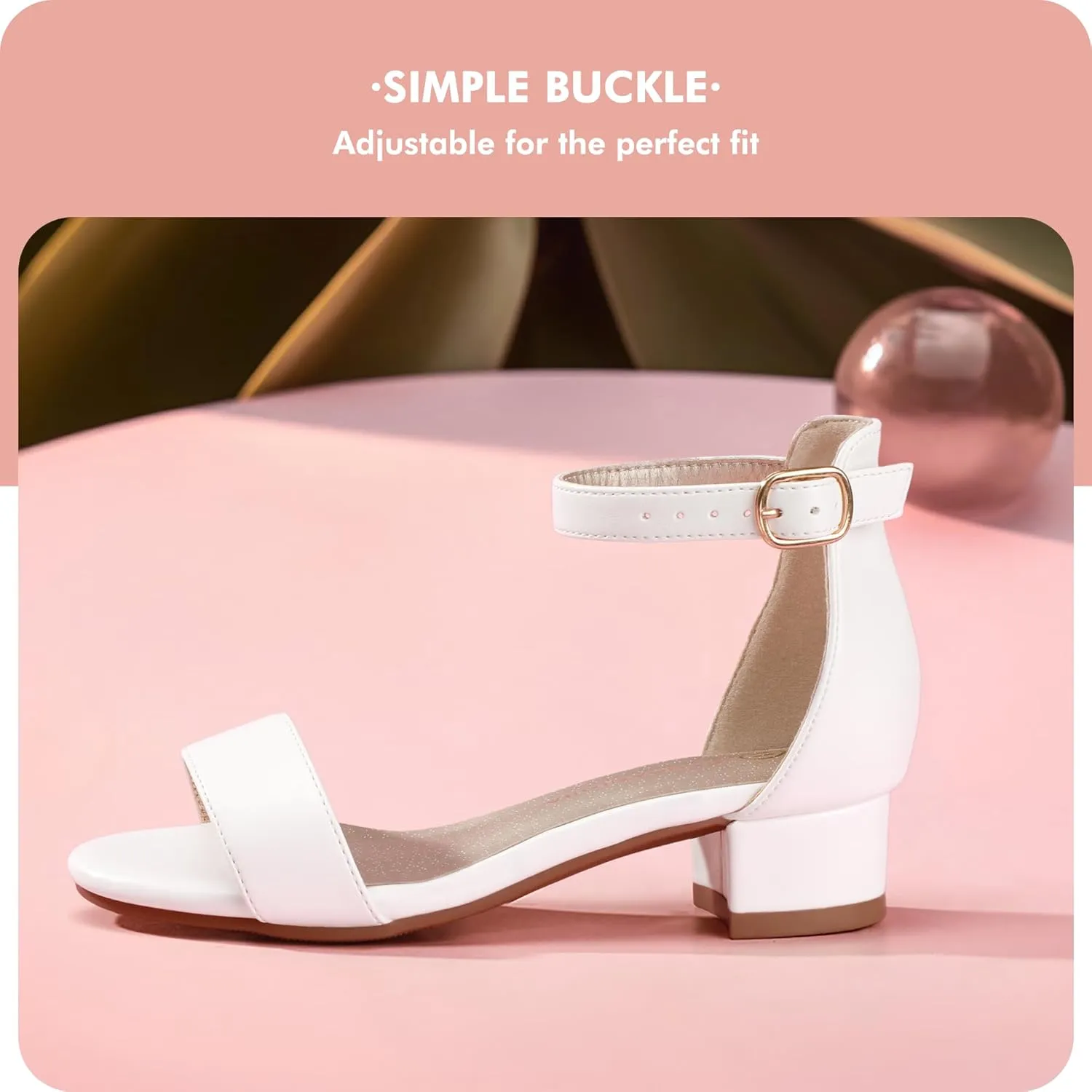 PANDANINJIA Girls Dress Shoes Toddler Kids Heels Sandals Ankle Strap Wedding Party Phoebe Flower Girl Shoes