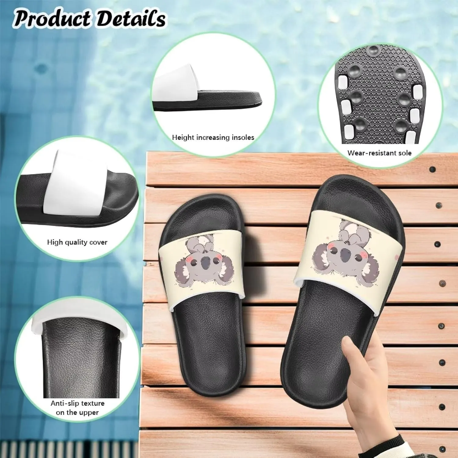 Pillow Slippers for Girls Non Slip Quick Drying Shower Slides Bathroom Sandals | Ultra Cushion | Thick Sole