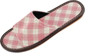 Pink Buffalo Check Womens Shower Slippers Summer Slides Sandals for Outdoor Hotel Home