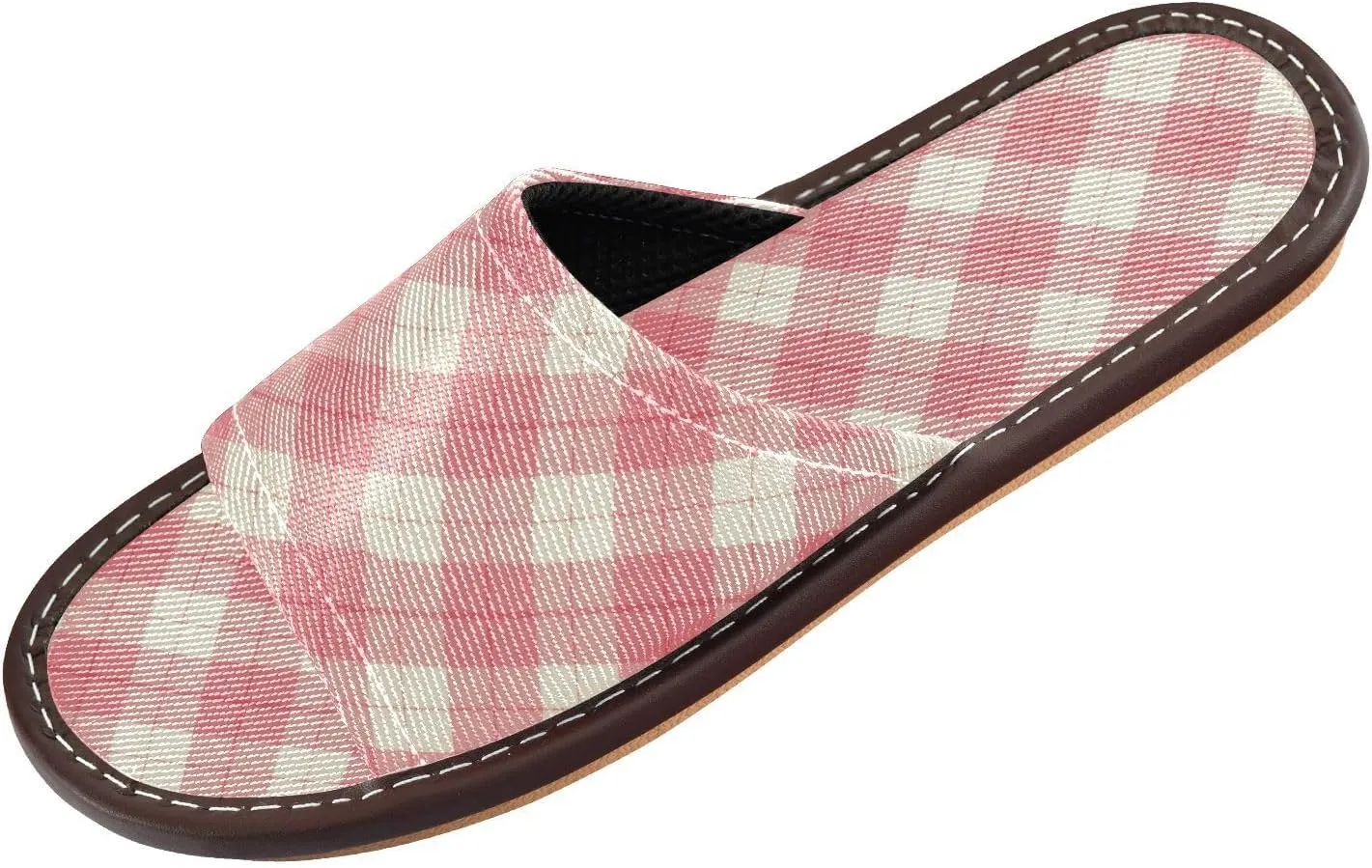 Pink Buffalo Check Womens Shower Slippers Summer Slides Sandals for Outdoor Hotel Home