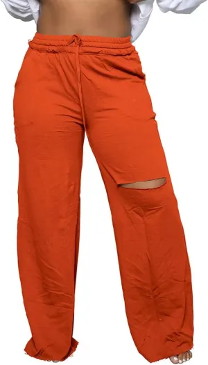 PINSV Wide Leg Pants for Women Drawstring Baggy Casual Sweatpants