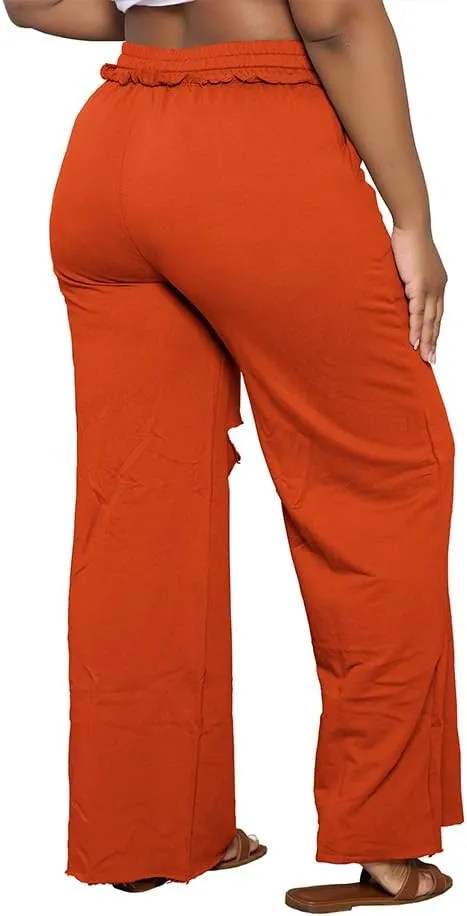 PINSV Wide Leg Pants for Women Drawstring Baggy Casual Sweatpants